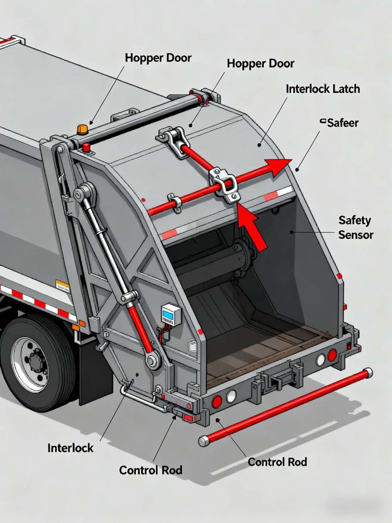 Garbage Truck Compactor Safety Systems and Operator Protection